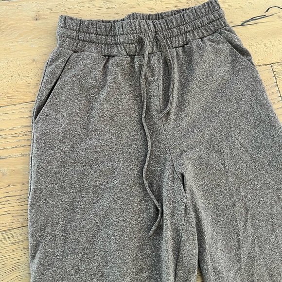 High waisted stretch pockets brown tan tan flare lounge pants medium travel - Picture 2 of 7